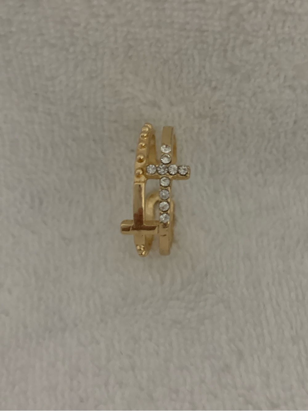 Gold-Tone Cross Accent Adjustable Ring - Women's Fashion Jewelry - Picture 1 of 4